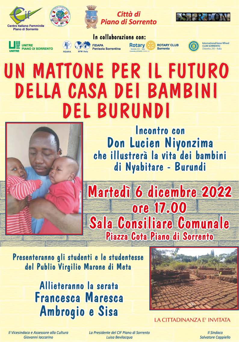 Locandina Un mattone per il futuro della casa dei bambini del Burundi